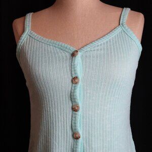 Sea Foam Green Ribbed Tank Top Button Down No Boundaries Juniors S Mermaidcore